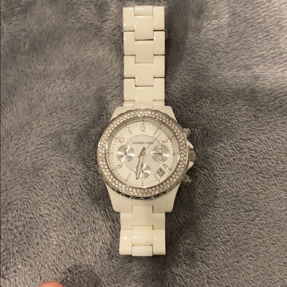 Michael Kors Ladies' Ceramic Crystal Chrono Watch